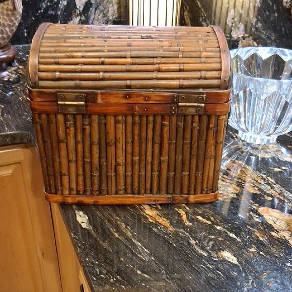 Brown Bamboo Decor Accent Box with Curved Lid - Picture 4 of 5